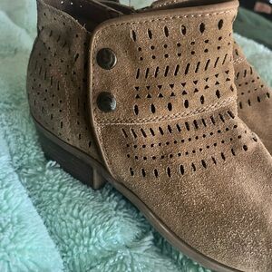 BareTraps Brown Perforated Suede Ankle Boots